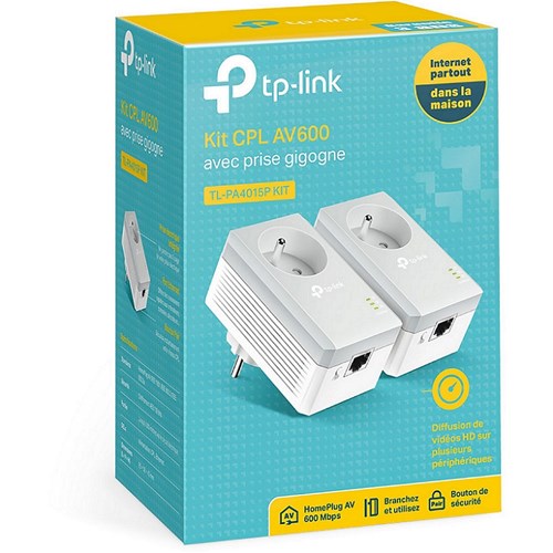 Kit de 2 CPL AV 600 Mbps avec prise intégrée – Image 1