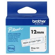 BROTHER 12MM BTAG131 NOIR SUR TRANSPARENT