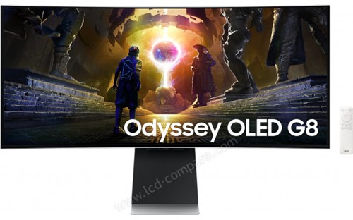 Odyssey G8 OLED curved WQHD Smart TV (3440x1440 pixels) 0.03 ms 175Hz HDR10+ - FreeSync Premium - HDMI/DisplayPort /USB-C/Wi-Fi/Bluetooth - Haut-parleurs - Télécommande - Gris – Image 1