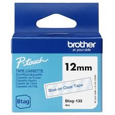 BROTHER 12MM BTAG133 BLEU SUR TRANSPARENT