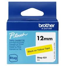 BROTHER 12MM BTAGF631 NOIR SUR JAUNE