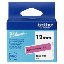 BROTHER 12MM BTAGP31 NOIR SUR ROSE