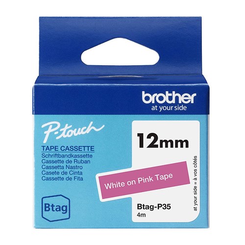 BROTHER 12MM BTAGP35 BLANC SUR ROSE – Image 1