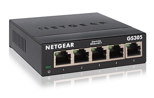 SWITCH NON MANAGEABLE 5 PORTS 10/100/1000 RJ45 METAL – Image 1