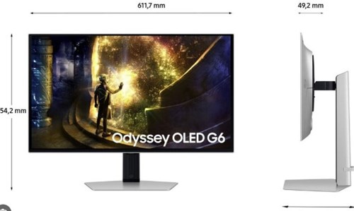 Odyssey G6 27'' OLED QHD (2,560 x 1,440) -0.03ms-16/9-240 Hz Argent HDR10+ Gaming-FreeSync Premium Pro-DisplayPort/HDMI Rotation • Inclinaison • Hauteur • Pivot
