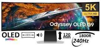 BOITE ABIMEE Odyssey G9 49'' OLED 5120 x 1440 -240 Hz incurvé-0,03ms Inclinaison • Hauteur / Audio (10W) HDMI (x2) • DisplayPort • USB-C 3.1 Gen 1 (x2) – Image 1