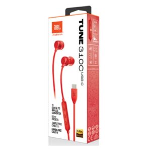 JBL TUNE 310C Wired in-Ear Type C Earphones Red