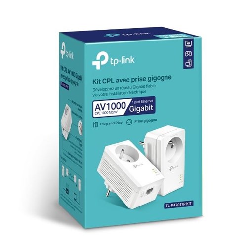Pack 2 adaptateurs CPL 1000 Mbits avec prise - 1 x Réseau (RJ-45)
