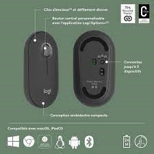 Logitech Pebble Mouse 2 M350s optique-sans fils-graphite Bluetooth 5.2 LE