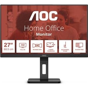 Ecran AOC 27' 16:9 IPS 75Hz 1920x1080 HAS 150mm D-SUB x 1 HDMI x 1x DP x 1x 1.2 Rotation • Inclinaison • Hauteur • Pivot