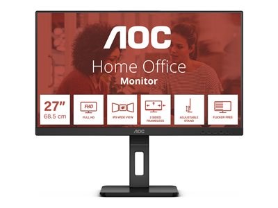 Ecran AOC 27' 16:9 IPS 75Hz 1920x1080 HAS 150mm D-SUB x 1 HDMI x 1x DP x 1x 1.2 Rotation • Inclinaison • Hauteur • Pivot