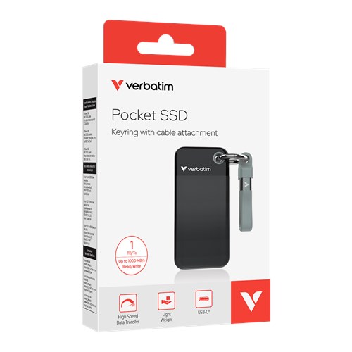 Disque SSD externe Verbatim Pocket 1 TO NOIR GRIS